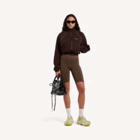 Naadloze techwear-fietsbroek voor dames in moka
