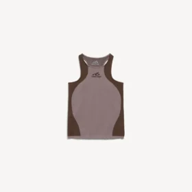 Naadloze techwear-tanktop voor dames in taupe/mokka