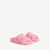 Open muiltje met bont voor dames in lief roze