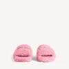 Open muiltje met bont voor dames in lief roze