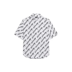 Overal gekrabbeld shirt met korte mouwen “Wit Zwart” 681702TLLJ49040
