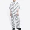 Overal gekrabbeld shirt met korte mouwen “Wit Zwart” 681702TLLJ49040