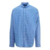 Overal met logo bedrukt overhemd met krijtstreep en lange mouwen “Blue” 662983TGLB95531