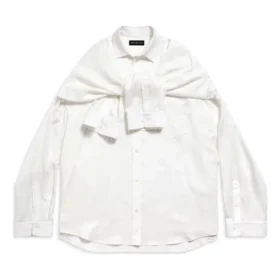 Overhemd met geknoopte mouwen, oversized “White” 768553TPO359000