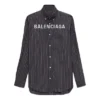 Overhemd met logo op de borst, krijtstreep en knopen “Black” 583989TGM041070