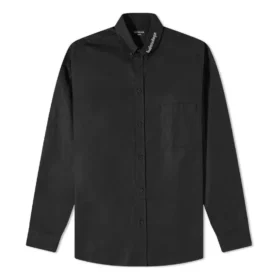 Overhemd met logo op de kraag, lange mouwen en knoopsluiting “Zwart” 671586TYB181000