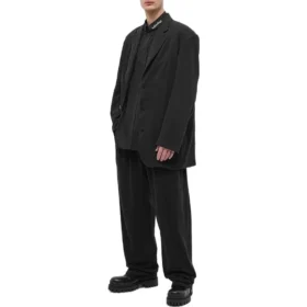 Overhemd met logo op de kraag, lange mouwen en knoopsluiting “Zwart” 671586TYB181000