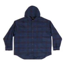 Overshirt met capuchon en ruitmotief “Blue Navy” 720109TNM354202