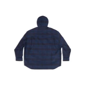 Overshirt met capuchon en ruitmotief “Blue Navy” 720109TNM354202