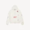 Oversized herenhoodie met rits en capuchon in de kleur crème