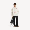 Oversized herenhoodie met rits en capuchon in de kleur crème