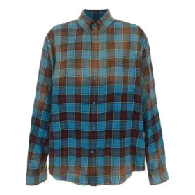 Oversized overhemd met lange mouwen en ruitmotief van flanel “Blue Red” 715030TMM116305