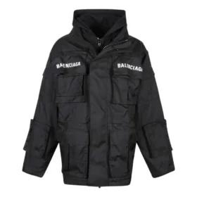 Oversized parka van technische stof met jersey-inzetstuk “Black” 746450TOO321000