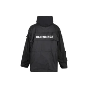 Oversized parka van technische stof met jersey-inzetstuk “Black” 746450TOO321000