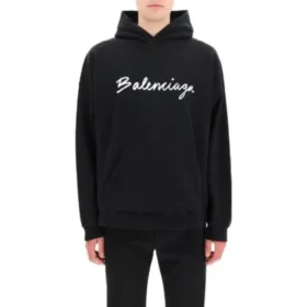 Oversized popover-hoodie met scriptlogo “Black White” 674986TMVB51070