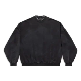 Oversized sweatshirt met ronde hals en piercings “Black Faded” 762718TPVD91055