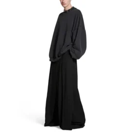 Oversized sweatshirt met ronde hals en piercings “Black Faded” 762718TPVD91055