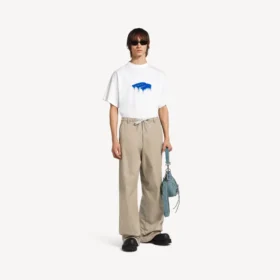 Oversized T-shirt voor heren met ‘wet brush’-print in wit
