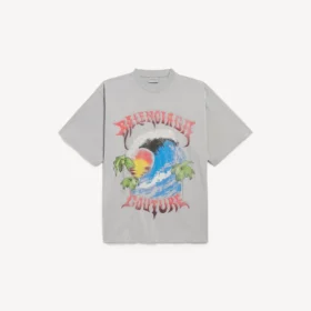Oversized vintage surfer-T-shirt voor heren in Balenciaga-grijs