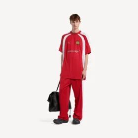 Oversized voetbal T-shirt voor heren in rood