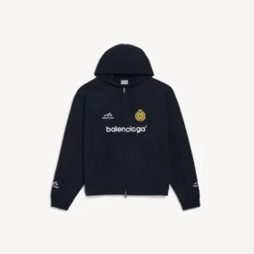 Oversized voetbalhoodie met rits voor heren in zwart