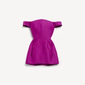 Paarse mini-jurk met blote schouders voor dames