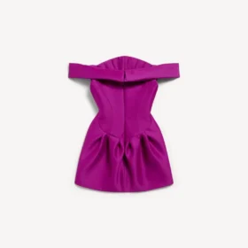 Paarse mini-jurk met blote schouders voor dames