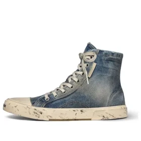 Paris hoge Sneakers “Blue Destroyed Denim and Rubber” 688752W3RCL4090