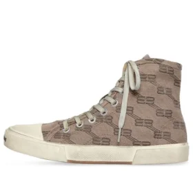 Paris hoge Sneakers “Tan BB Monogram katoen en wit rubber” 688756W3RQ12298