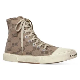 Paris hoge Sneakers “Tan BB Monogram katoen en wit rubber” 688756W3RQ12298