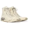 Paris hoge Sneakers “White Destroyed Cotton and White Rubber with Graffiti” 688752W3RR49010