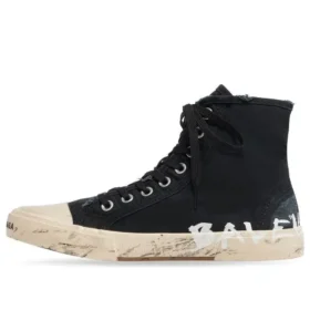 Paris hoge Sneakers “Zwart versleten katoen en wit rubber met graffiti” 688752W3RR41099