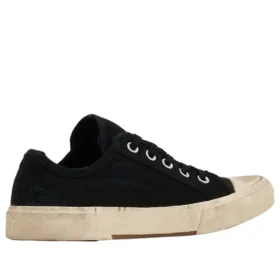Paris lage Sneakers “Zwart versleten katoen en wit rubber” 688757W3RC21090
