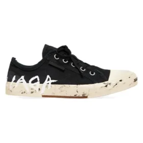 Paris lage Sneakers “Zwart versleten katoen en wit rubber met graffiti” 688754W3RR51099