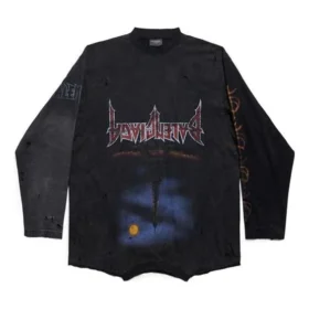 Paris Moon Upside Down T-shirt met lange mouwen, oversized “Black Faded” 698155TOVT31055
