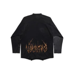 Paris Moon Upside Down T-shirt met lange mouwen, oversized “Black Faded” 698155TOVT31055