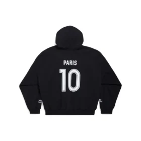 Paris Soccer hoodie met rits, medium pasvorm “Black White” 744457TPVS61070