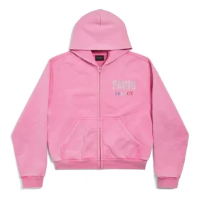 Paris Strass Hoodie met volledige rits, small fit “Faded Pink” 811611TRVL49568