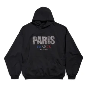 Paris Strass-Hoodie, ruime pasvorm “Black” 803265TRVL41000