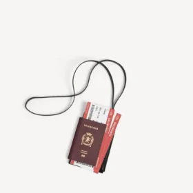 Paspoort- en telefoonhouder voor heren in bordeauxrood