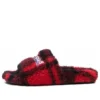 Pluizige slippers “Nepbont Rood Zwart” 654261W2F21