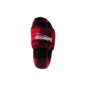 Pluizige slippers “Nepbont Rood Zwart” 654261W2F21