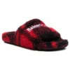 Pluizige slippers “Nepbont Rood Zwart” 654261W2F21