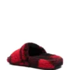 Pluizige slippers “Nepbont Rood Zwart” 654261W2F21