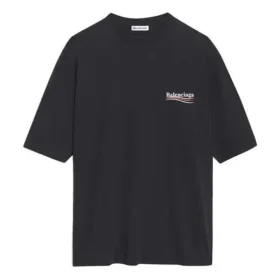 Political Campaign T-shirt met korte mouwen, zwart 570791TAV441000