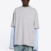 Political Campaign T-shirt met laagjes “Grijs” 671401TKVJ11379