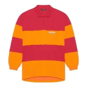 Poloshirt met lange mouwen en uitgesneden details “Raspberry Fluo Orange” 657073TKVA56667