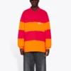 Poloshirt met lange mouwen en uitgesneden details “Raspberry Fluo Orange” 657073TKVA56667