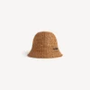 Raffia-buckethoed voor dames in beige