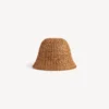 Raffia-buckethoed voor dames in beige